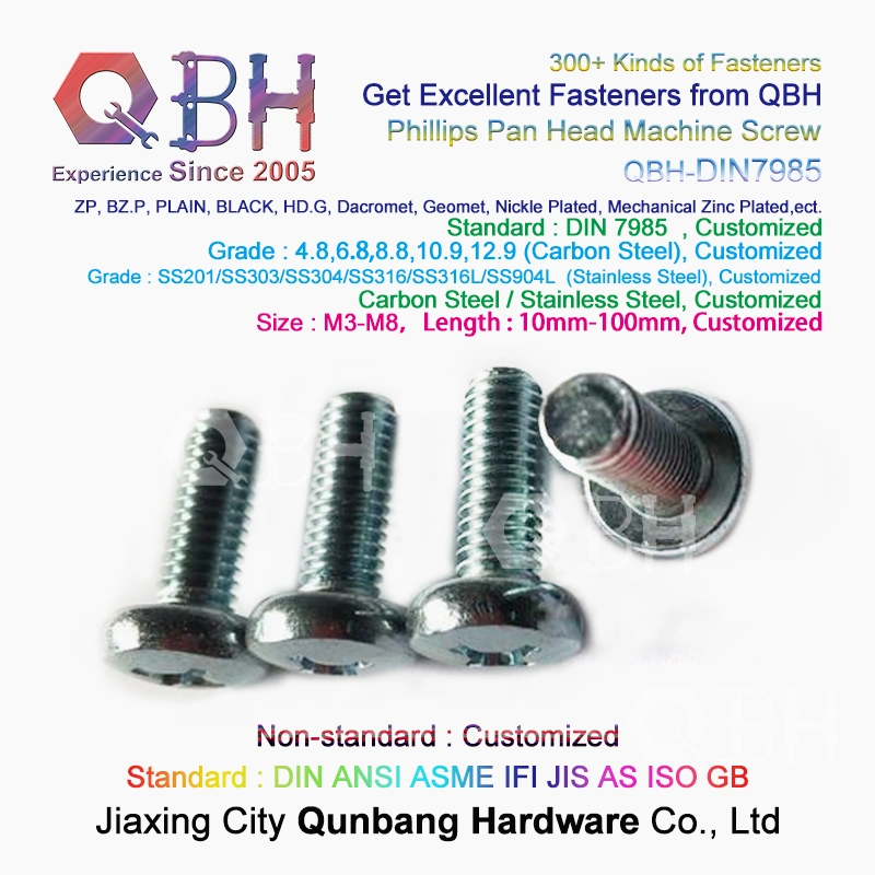 Qbh Customized Cross Phillips Pan Head Custom Made Machine Machinery Machining Screw OEM ODM Spare Repairing Replace Replacement Maintaining Components